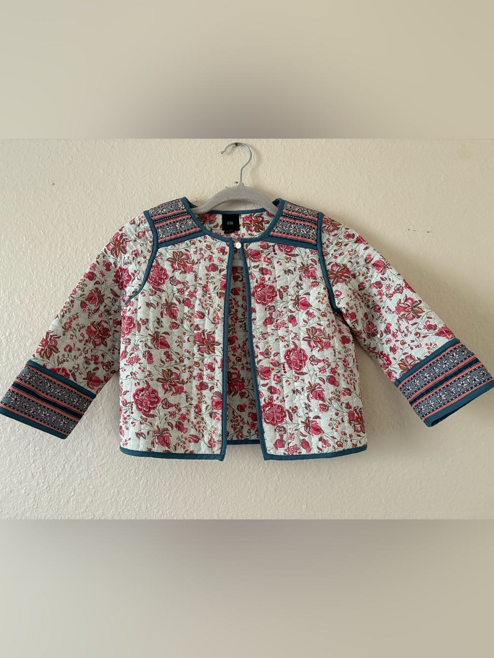 River Island Floral Quilted Cardigan Girls 6 Cottagecore Layering Fall